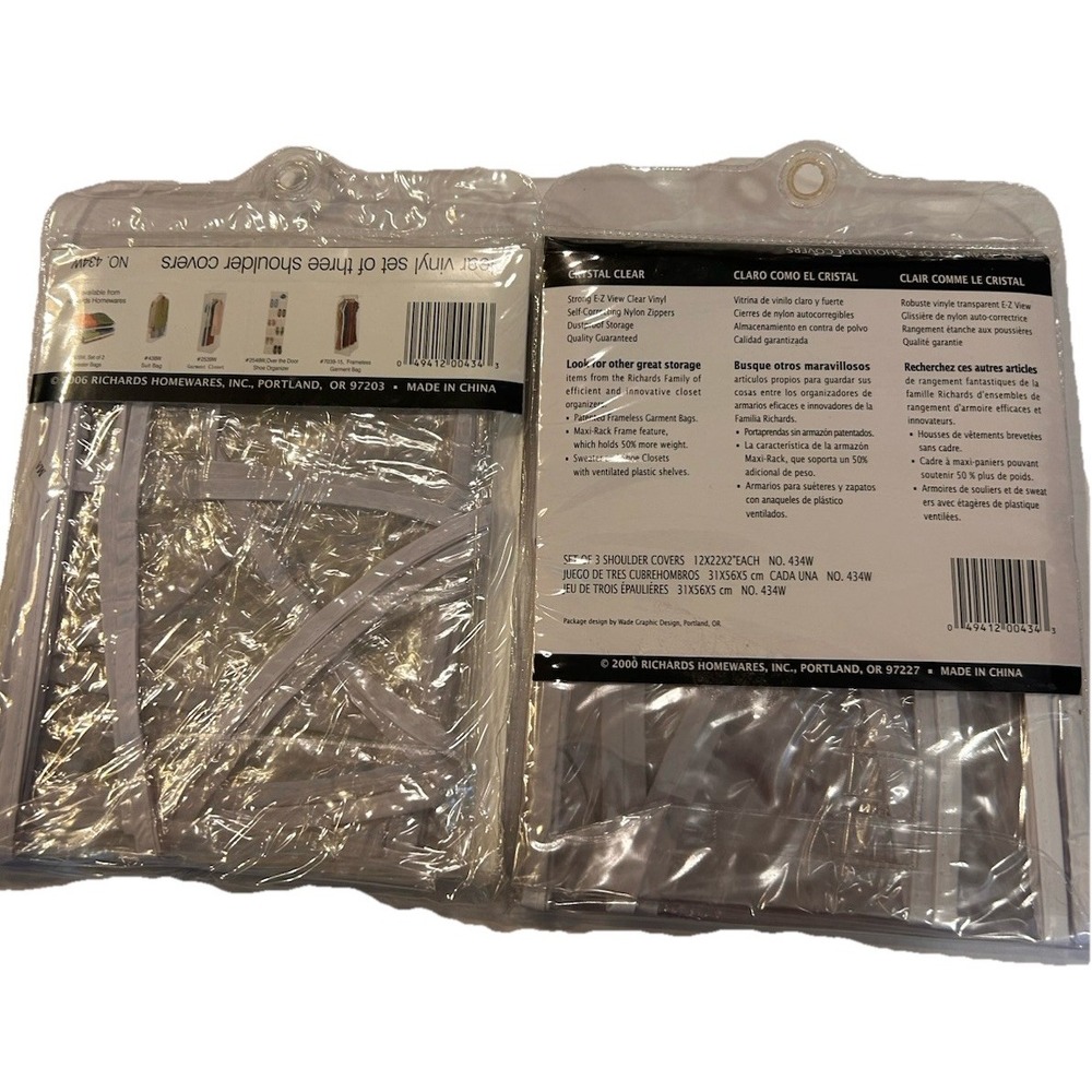 Shoulder Covers Clear 2-Sets of 3 Garment Protectors Closet Storage Clear - Picture 3 of 7
